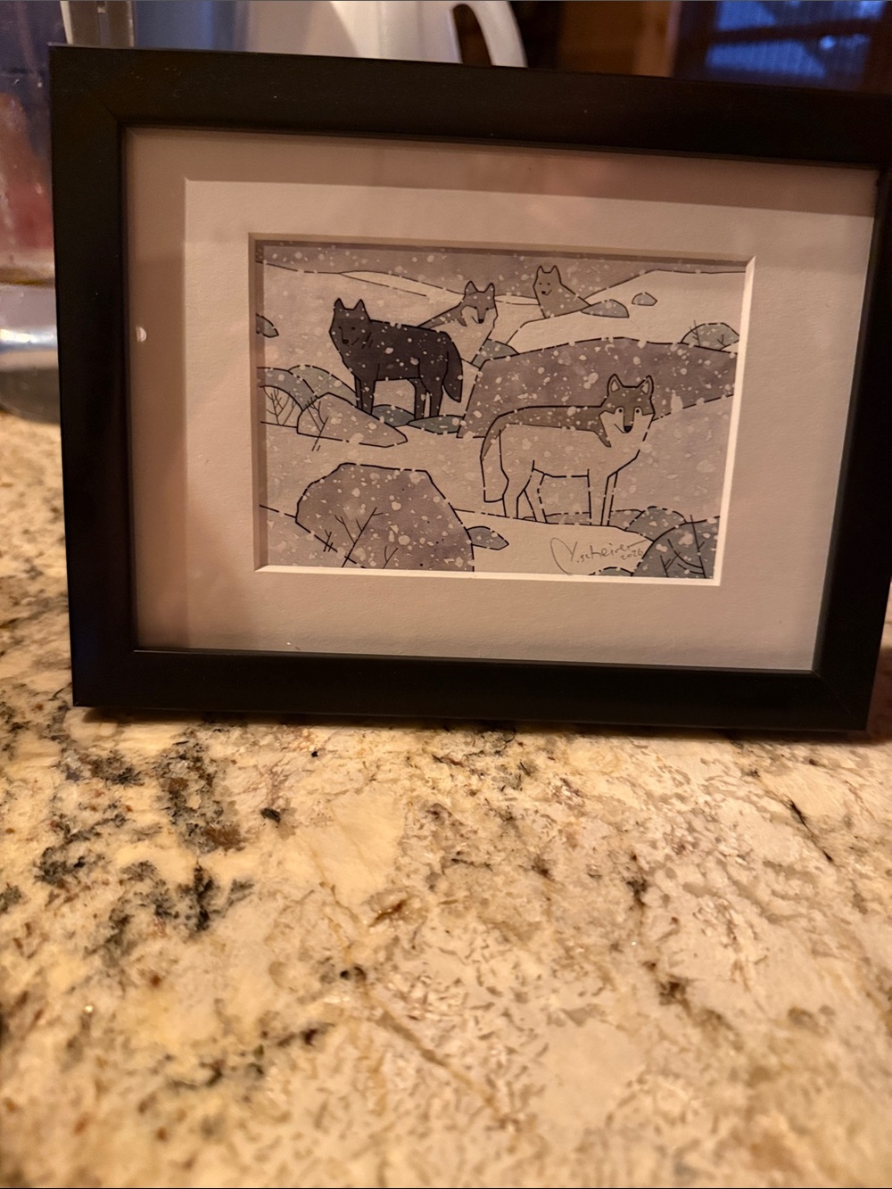 Framed Wolf Print in Black Frame